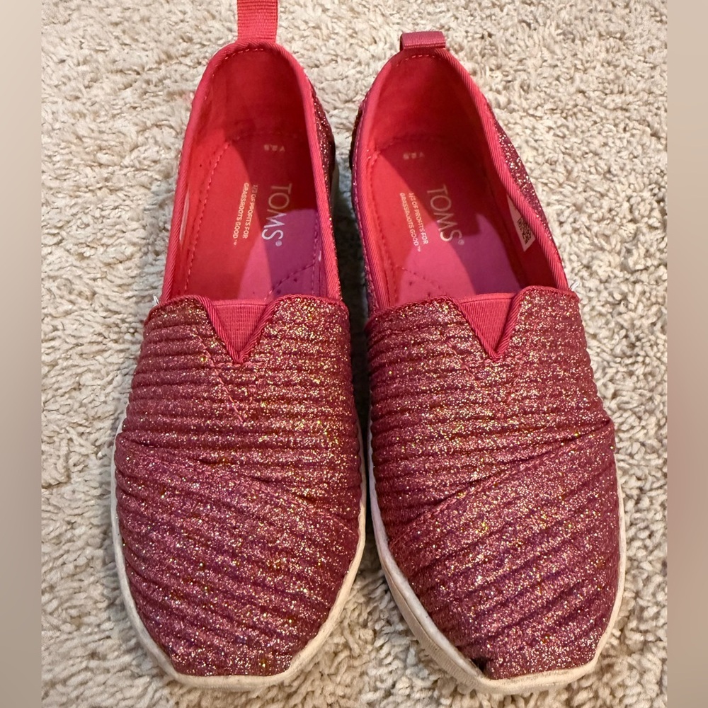 TOMS Girls Alpargata Dark Rose Glitter